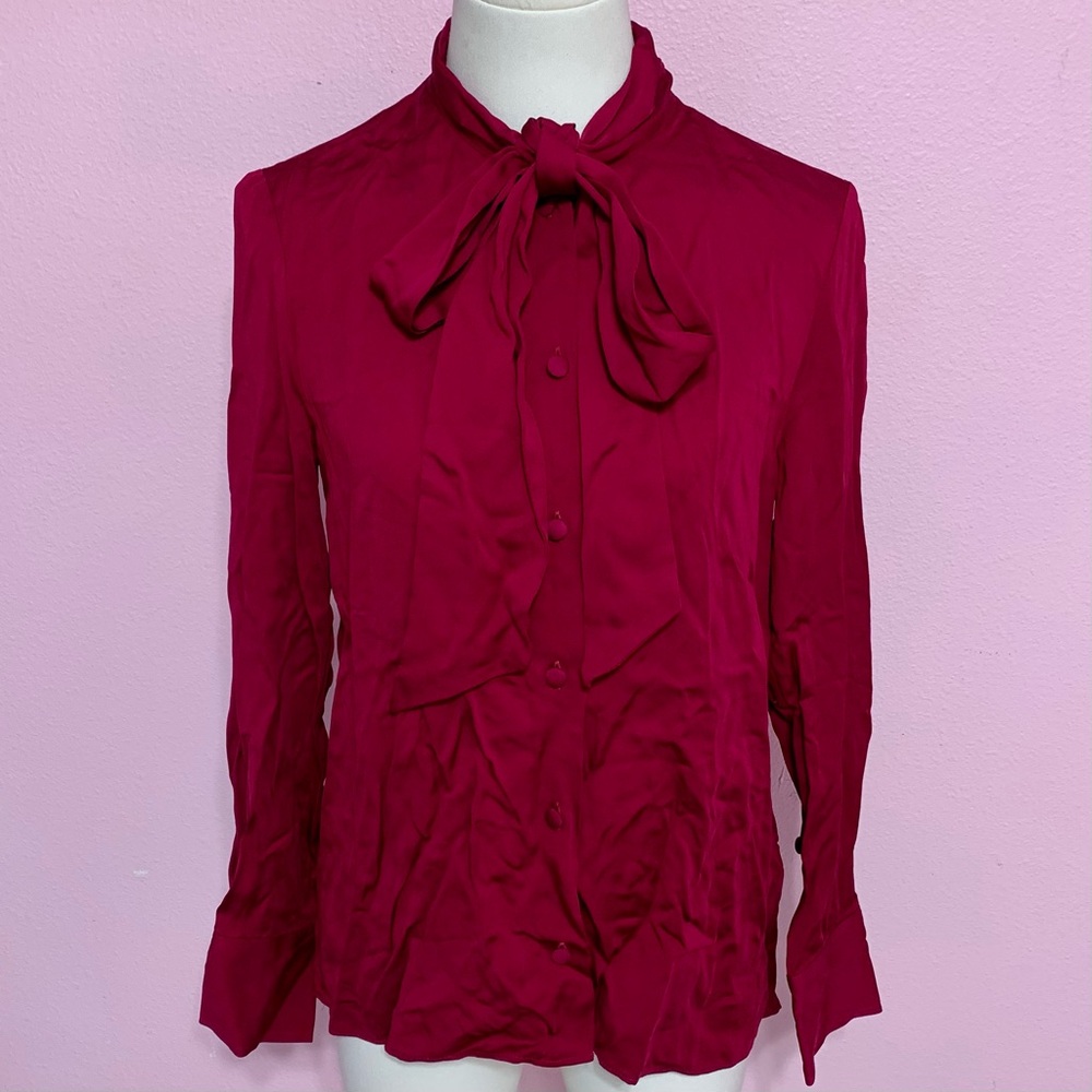Zara Women's Fuchsia Blouse with Bow XS